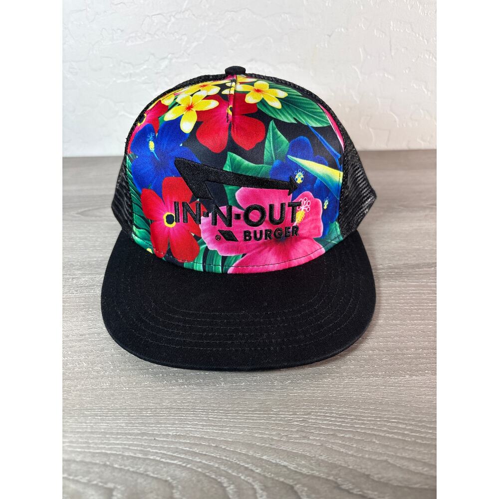 In-N-Out Burger Hibiscus Floral Unisex Snapback Trucker Hat- NWOT‎